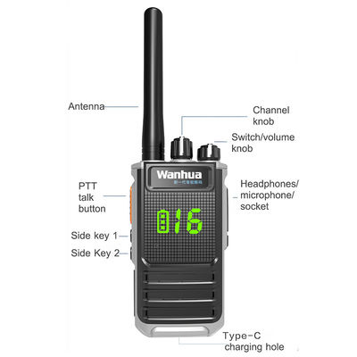 Professional 400-470MHz Handheld UHF Walkie Talkie criptato con batteria di lunga durata