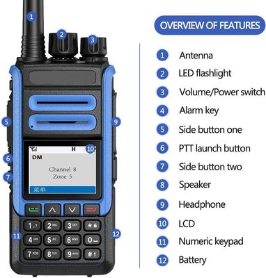 VHF 136-174MHz Tk-3207 UHF 400-470MHz Two Way Radio Long Range Walkie Talkie per BF-DR1802