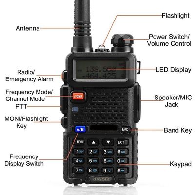 Walkie Talkie portatile BF UV5R 8w doppia banda UHF VHF Radio 400-470MHz 3km