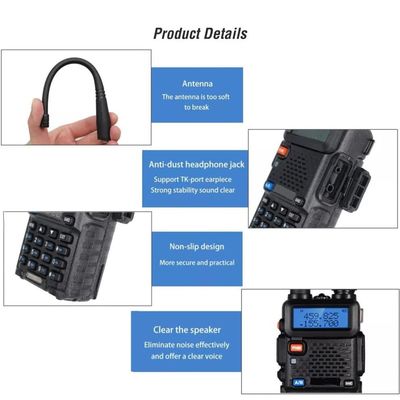 Walkie Talkie portatile BF UV5R 8w doppia banda UHF VHF Radio 400-470MHz 3km