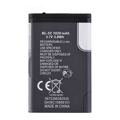 Batterie ricaricabili per cellulari BL-5C Liion per Nokia 6600 6230 3650 E50 N70 1100 6268 E70 3.7V 1020mAh