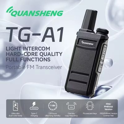 1-3km Talk Range QuanSheng TG-A1 Wireless Long Range Transmitter Professionale Walkie Talkie Nero