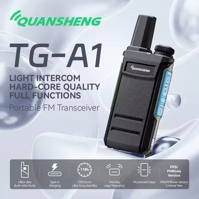 1-3km Talk Range QuanSheng TG-A1 Wireless Long Range Transmitter Professionale Walkie Talkie Nero