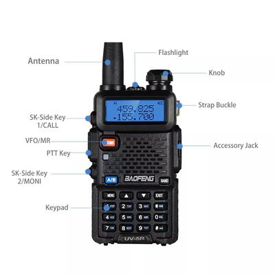 136-174MHz 400-470MHz Baofeng UV5R 8w Walkie Talkie a doppia banda per avventure all'aria aperta
