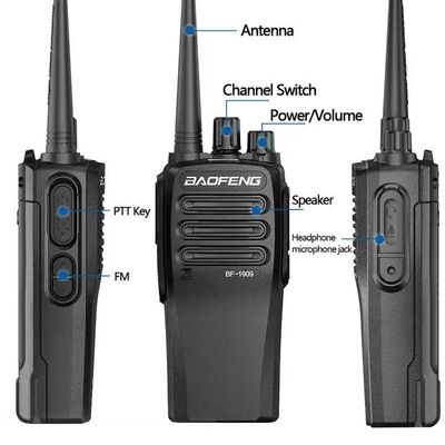 138*61*38MM Baofeng Bf-1909 10W UHF Ham Radio Intercom Transceiver Tipo C Walkie Talkie