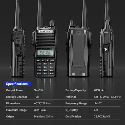 Baofeng UV82 VHF UHF Radio portatile per il Pakistan PTT 5 km Comunicazione a lunga distanza