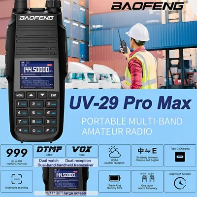 Walkie-Talkie a lungo raggio Baofeng UV-29L Talkie-Walkie 10W USB-C Ham Radio Transceiver