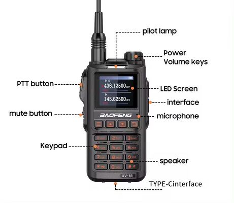 Baofeng UV18 Private Mold Quad Band Walkie Talkie per la comunicazione UHF VHF a lungo raggio