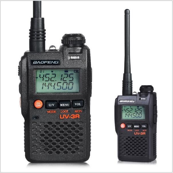 Walkie Talkie UV-3R a lungo raggio a doppia banda UHF VHF Radio a due vie con display LCD